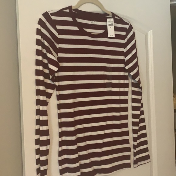Striped long sleeve top (maroon and white) - Picture 4 of 5
